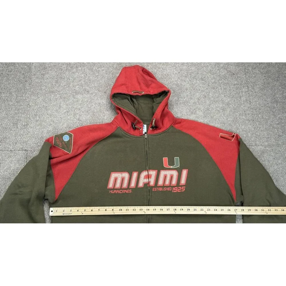 NCAA University of Miami Hurricanes Vintage Full Zip Long Sleeve Jacket Size 2XL